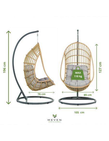 Beżowy fotel podwieszany ogrodowy JARDIN 5902490785014 11