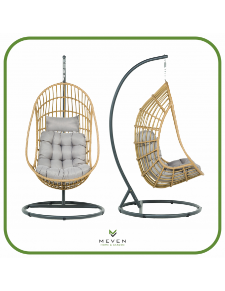 Beżowy fotel podwieszany ogrodowy JARDIN 5902490785014 12