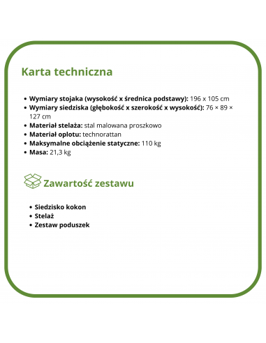 Beżowy fotel podwieszany ogrodowy JARDIN 5902490785014 13
