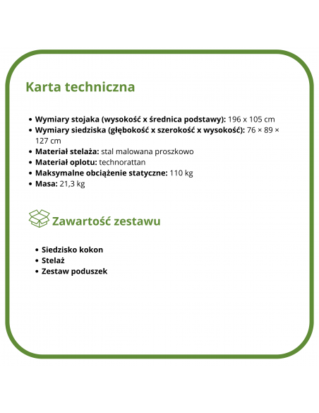 Beżowy fotel podwieszany ogrodowy JARDIN 5902490785014 13