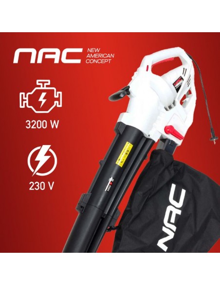 Mocny odkurzacz ogrodowy elektryczny, dmuchawa NAC VBE320- AS-J 3200 W 5902067856611 4