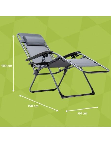 Składany leżak ogrodowy szary Zero Gravity Meven 5905842528949 9