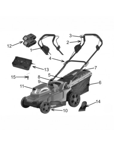 Kosiarka akumulatorowa z silnikiem indukcyjnym TC-KA40-37-2B40 20V 37cm + 2 akumulatory 4 Ah i ładowarka 5905842525962 16
