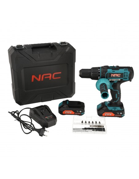 Wydajna wiertarko wkrętarka akumulatorowa udarowa NAC 2x2Ah + walizka 5905842520271