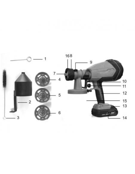 Akumulatorowy pistolet do malowania NAC PG-LI-20V - Body 5905842520196 2