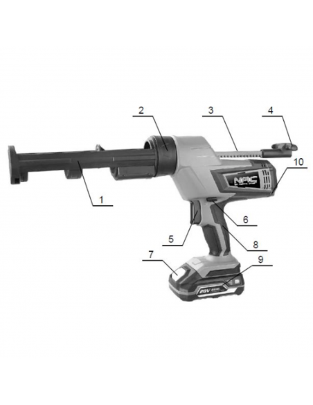Akumulatorowy wyciskacz do silikonu NAC CG-LI-20V - Body - Elektronarzędzia NAC Akumulatorowy wyciskacz do silikonu NAC CG-LI-20V - Body 5905842520202 10