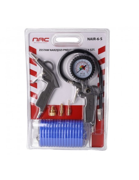 Zestaw narzędzi pneumatycznych - 2x pistolet, wąż 5 m, 3x końcówki do przedmuchiwania NAC 5905842526051 3