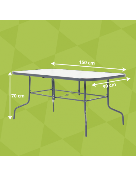 Stół ogrodowy Tampa z blatem ze szkła hartowanego 150 cm × 90 cm × 70 cm - Komplety obiadowe Stół ogrodowy Tampa z blatem ze szkła hartowanego 150 cm × 90 cm × 70 cm 5905842532496 6