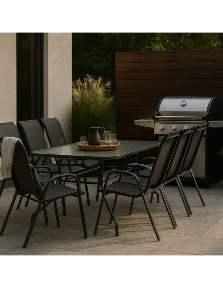 Stół ogrodowy Tampa z blatem ze szkła hartowanego 150 cm × 90 cm × 70 cm - Komplety obiadowe Stół ogrodowy Tampa z blatem ze szkła hartowanego 150 cm × 90 cm × 70 cm 5905842532496 8