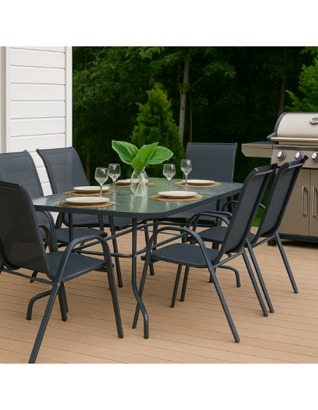 Stół ogrodowy Tampa z blatem ze szkła hartowanego 150 cm × 90 cm × 70 cm - Komplety obiadowe Stół ogrodowy Tampa z blatem ze szkła hartowanego 150 cm × 90 cm × 70 cm 5905842532496 9