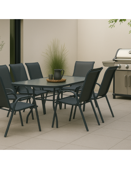 Stół ogrodowy Tampa z blatem ze szkła hartowanego 150 cm × 90 cm × 70 cm - Komplety obiadowe Stół ogrodowy Tampa z blatem ze szkła hartowanego 150 cm × 90 cm × 70 cm 5905842532496 10