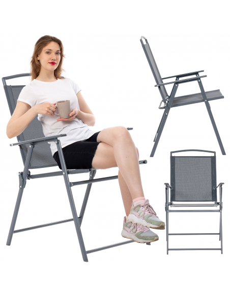 Składane krzesło ogrodowe szare Orlando Meven 2 szt. - Fotele i leżaki Składane krzesło ogrodowe szare Orlando Meven 2 szt. 5905842532533