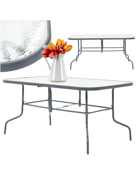 Stół ogrodowy Tampa z blatem ze szkła hartowanego 150 cm × 90 cm × 70 cm - Komplety obiadowe Stół ogrodowy Tampa z blatem ze szkła hartowanego 150 cm × 90 cm × 70 cm 5905842532496 14