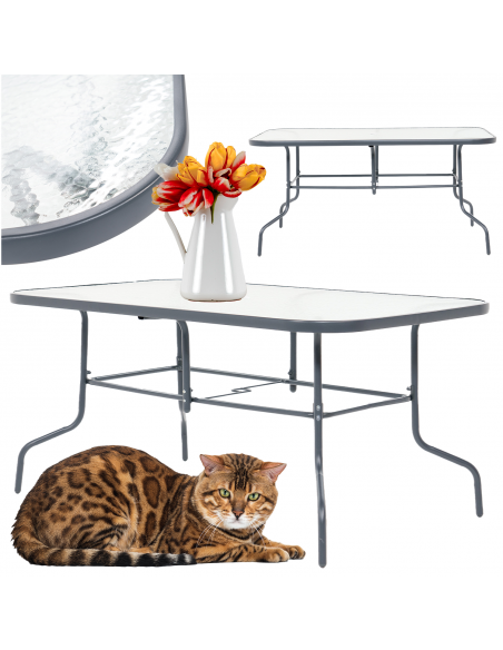 Stół ogrodowy Tampa z blatem ze szkła hartowanego 150 cm × 90 cm × 70 cm - Komplety obiadowe Stół ogrodowy Tampa z blatem ze szkła hartowanego 150 cm × 90 cm × 70 cm 5905842532496 15