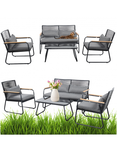 Nowoczesne meble ogrodowe - sofa + stolik + 2 fotele Cuba Meven 5905842533837