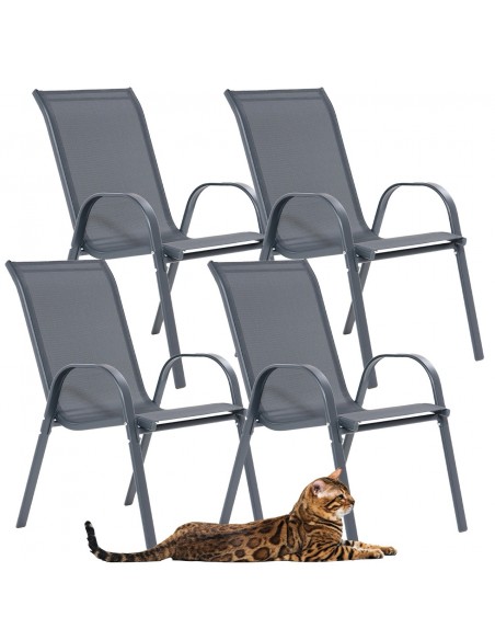 Szare krzesła ogrodowe, na taras, balkon Meven 4 szt. 5905842532519