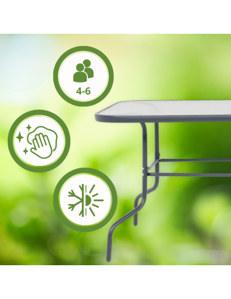 Stylowe meble ogrodowe dla 4 osób - stół obiadowy + 4x krzesło Meven 5905842532496 5