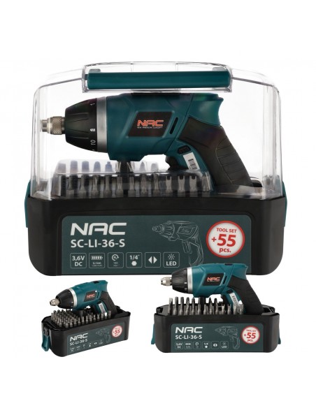 Wkrętak akumulatorowy z zestawem akcesoriów NAC SC-LI-36-S 5905842520301