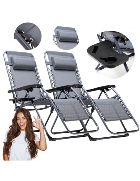 Lekki fotel ogrodowy składany Zero Gravity Meven - zestaw 2 szt. 5905842528949