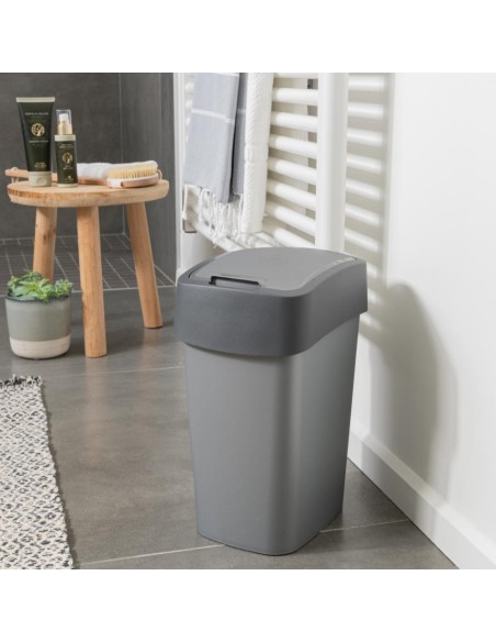 Kosz na śmieci 9L Curver Flip Bin srebrny/grafitowy - Kosze na śmieci Kosz na śmieci 9L Curver Flip Bin srebrny/grafitowy 3253922170031 3