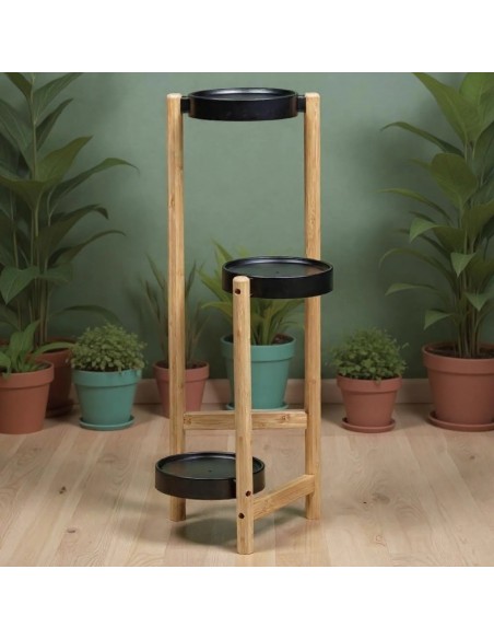 3-piętrowy kwietnik bambusowy czarny Meven 26 cm x 50 cm x 80 cm 5905842530911 13