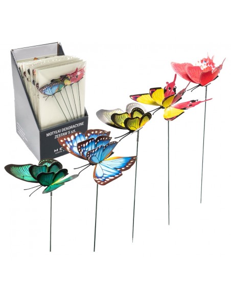 Dekoracyjne motyle świecące w ciemności do ogrodu kolorowe Meven 5 szt. 5905842530881