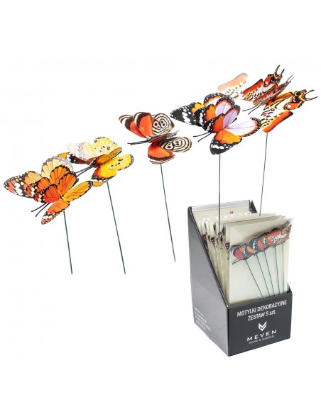 Dekoracyjne motyle świecące w ciemności do ogrodu naturalne Meven 5 szt. 5905842530898