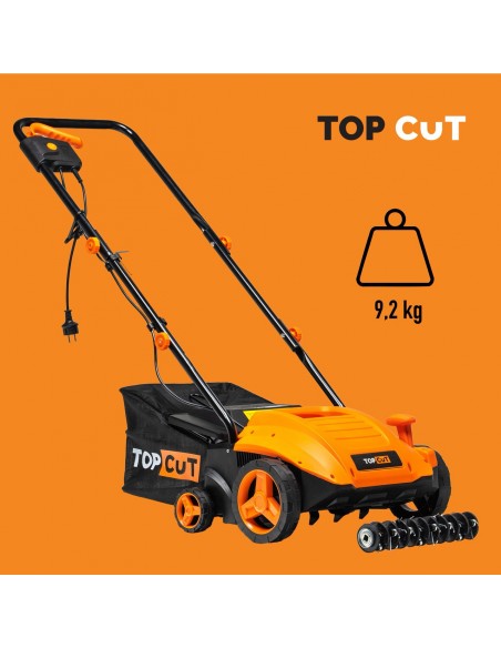 Mocny aerator-wertykulator elektryczny z koszem 30 L 1500 W 32 cm TOP CUT TC-AE1500-32 5905842525993 9