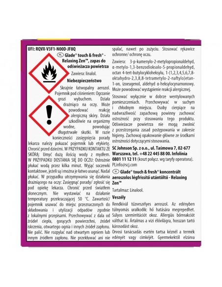 Zapas do naściennego odświeżacza powietrza Glade Relaxing Zen 2+1 5000204629033 2