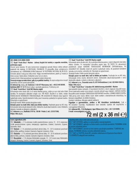 Zapas krążków do toalety o zapachu morskim Duck Fresh Discs 2x36ml  2