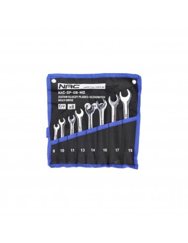 Zestaw kluczy płasko-oczkowych w etui 8 el.  8, 10, 11, 13, 14, 16, 17, 19 mm NAC-SP-08-MD 5905842520776