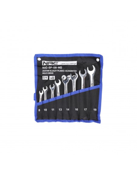 Zestaw kluczy płasko-oczkowych w etui 8 el.  8, 10, 11, 13, 14, 16, 17, 19 mm NAC-SP-08-MD 5905842520776
