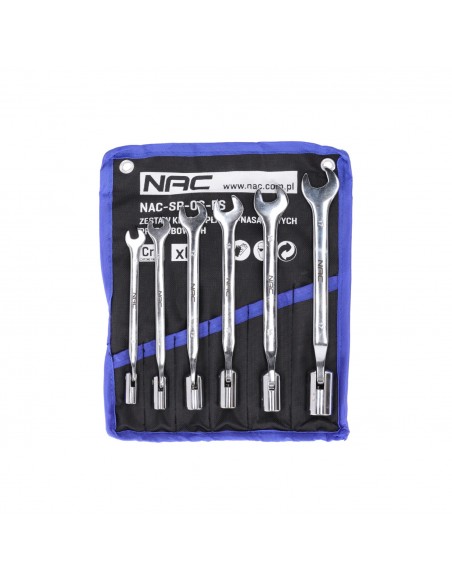 Zestaw kluczy płasko - nasadowych przegubowych 6 szt.  8, 10, 12, 13, 14, 17 mm NAC-SP-06-FS 5905842520769