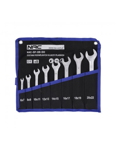 Zestaw kluczy płaskich w etui 8 el. od 6x7 mm do 20x22 mm NAC-SP-08-DO 5905842526983 4
