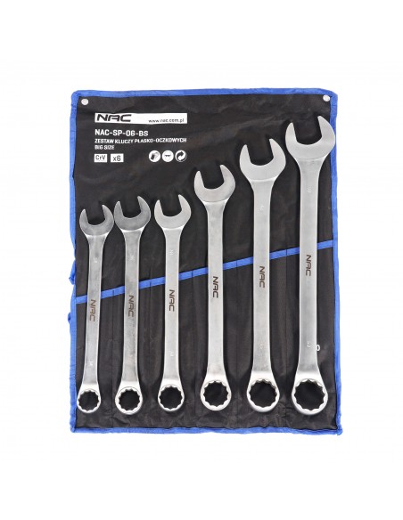 Zestaw kluczy płasko-oczkowych w etui 6 el. 34, 36, 38, 41, 46, 50 mm NAC-SP-06-BS 5905842526990