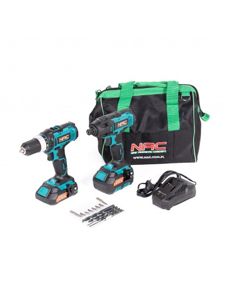 Zestaw akumulatorowa wkrętarka i zakrętak udarowy 2Ah 4Ah NAC CDB-ID-ST2-20V - Wiertarki i wkrętarki Zestaw akumulatorowa wkrętarka i zakrętak udarowy 2Ah 4Ah NAC CDB-ID-ST2-20V 5905842517622