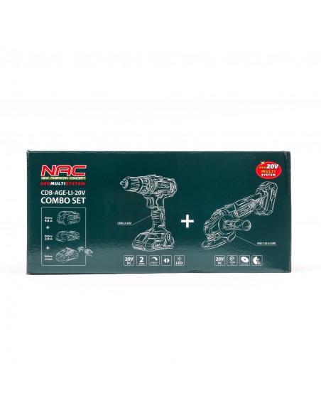Zestaw akumulatorowa wkrętarka i szlifierka kątowa NAC CDB-AGE-LI-20V - Wiertarki i wkrętarki Zestaw akumulatorowa wkrętarka i szlifierka kątowa NAC CDB-AGE-LI-20V 5902490740198 6