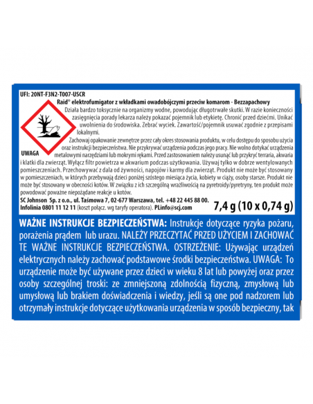 Owadobójczy elektrofumigator z wkładkami bezzapachowymi Raid 5000204406696 2