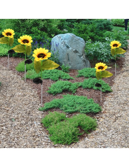 Ogrodowa lampa solarna wbijana z czujnikiem zmierzchu Kwiat słonecznika Meven 5905842532274 3