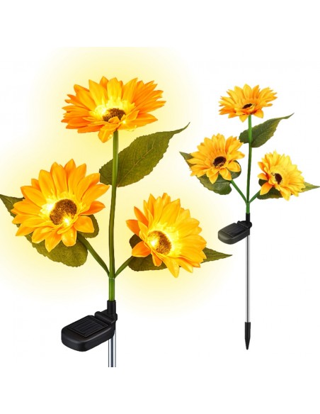 Ogrodowa lampa solarna wbijana z czujnikiem zmierzchu Kwiaty słonecznika Meven 5905842532281