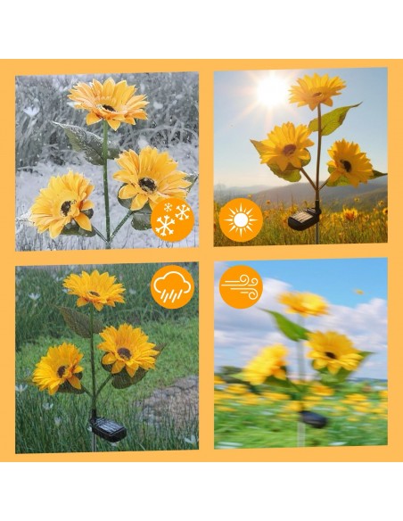 Ogrodowa lampa solarna wbijana z czujnikiem zmierzchu Kwiaty słonecznika Meven 5905842532281 4