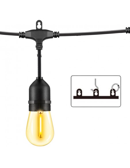 Girlanda ogrodowa świetlna o kolorze ciepłej bieli 20 m 20+2 żarówki Meven 5905842532311 5