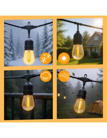 Girlanda ogrodowa świetlna o kolorze ciepłej bieli 20 m 20+2 żarówki Meven 5905842532311 6