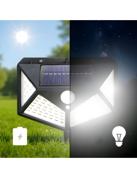 Lampa solarna ścienna kinkiet z czujnikiem ruchu 100 LED Meven 5905842532243 7