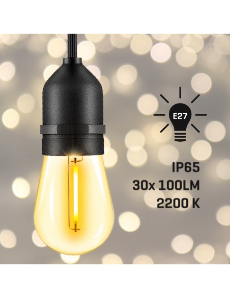 Girlanda ogrodowa świetlna o kolorze ciepłej bieli 15 m 30+2 żarówki Meven 5905842532335 12