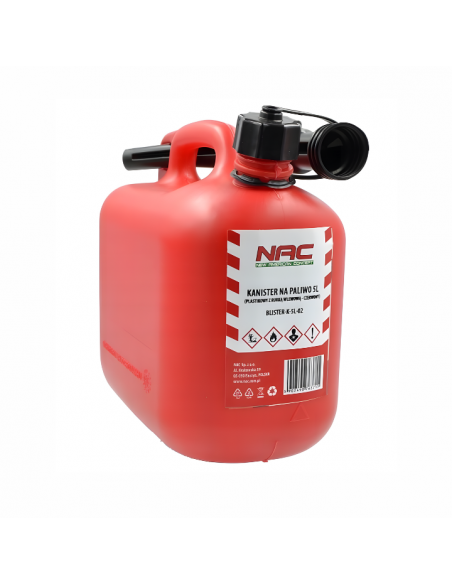 Plastikowy kanister na paliwo, olej z rurką wlewową 5L NAC 5902490763715 3