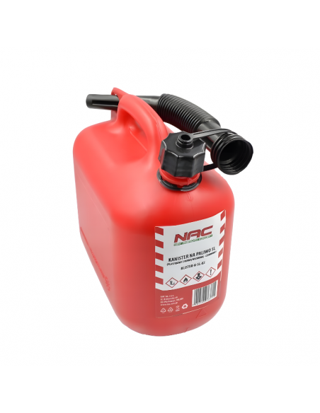 Plastikowy kanister na paliwo, olej z rurką wlewową 5L NAC 5902490763715 4
