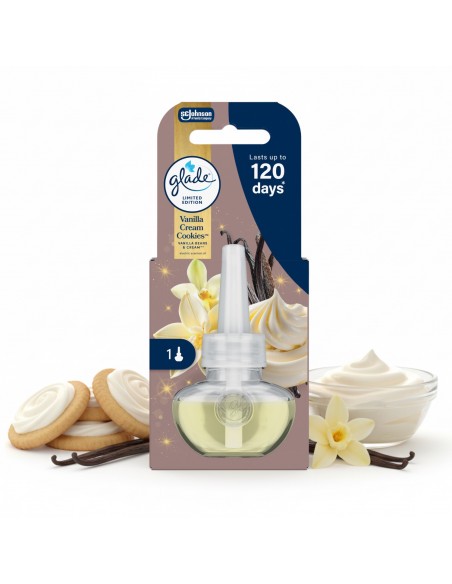 Zimowy wkład do elektrycznego odświeżacza powietrza Glade Vanilla Cream Cookies 20 ml - Odświeżacze elektryczne Zimowy wkład do elektrycznego odświeżacza powietrza Glade Vanilla Cream Cookies 20 ml 5000204416169
