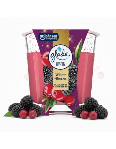Zimowa świeca zapachowa Glade Winter Berries 112 g - Świece zapachowe Zimowa świeca zapachowa Glade Winter Berries 112 g 5000204414875