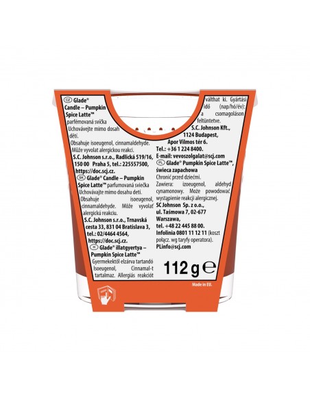 Świeca zapachowa na jesień Glade Pumpkin Spice Latte 112 g - Świece zapachowe Świeca zapachowa na jesień Glade Pumpkin Spice Latte 112 g 5000204414936 3